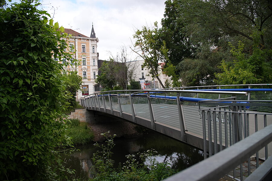 Hallorenbrücke, Übergang, Fußgänger, Straße, Geländer, Natur
