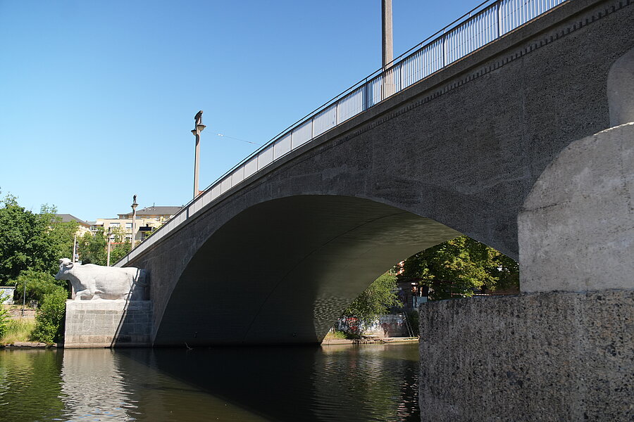 Kröllwitzer Brücke, Brückenbogen, Kuh, Pferd, Giebichenstein